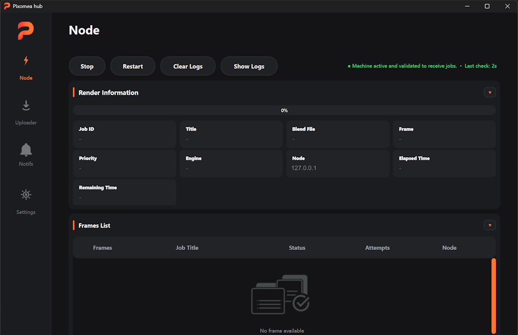 Pixomea 3D render management interface preview 01