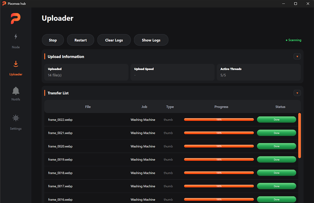 Pixomea 3D render management interface preview 03
