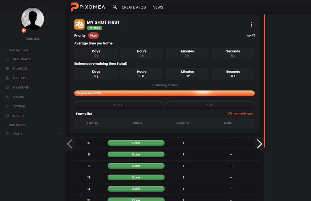 Pixomea 3D render management interface preview 05