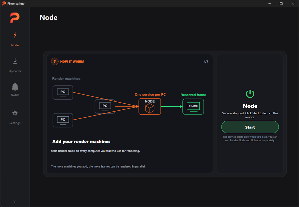 Pixomea 3D render management interface preview 06