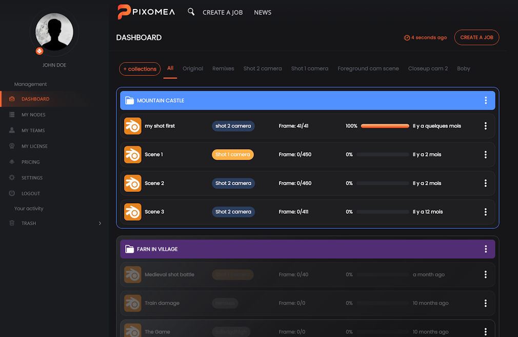 Pixomea 3D render management interface preview 08